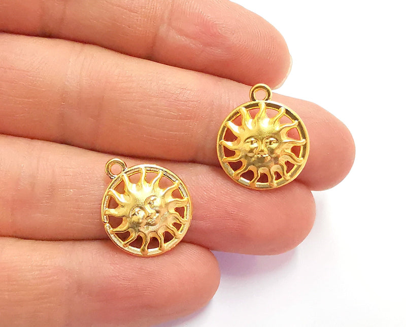 4 Sun Charms Gold Plated Charms (19x16mm)  G20350