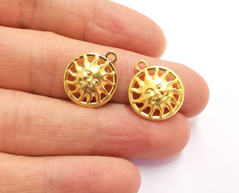4 Sun Charms Gold Plated Charms (19x16mm)  G20350