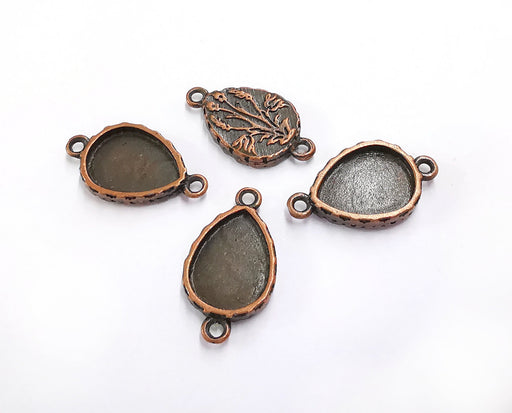 4 Charms Connector Blank Bezel Resin Bezel Mosaic Mountings Antique Copper Plated Charms (26x15mm)( 16x12 mm Bezel Inner Size)  G20352