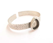 Bracelet Blank Resin Bangle Dry Flower inlay Blank Cuff Bezel Glass Cabochon Base Hammered Adjustable Antique Silver (18x13mm ) G19870