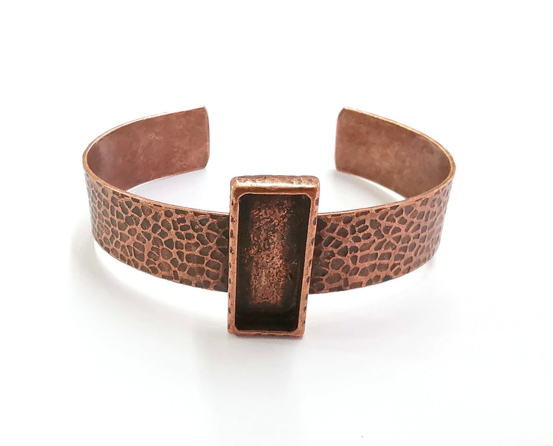 Bracelet Blank Resin Bangle Dry Flower inlay Blank Cuff Bezel Glass Cabochon Base Hammered Adjustable Antique Copper (10x25mm ) G20359
