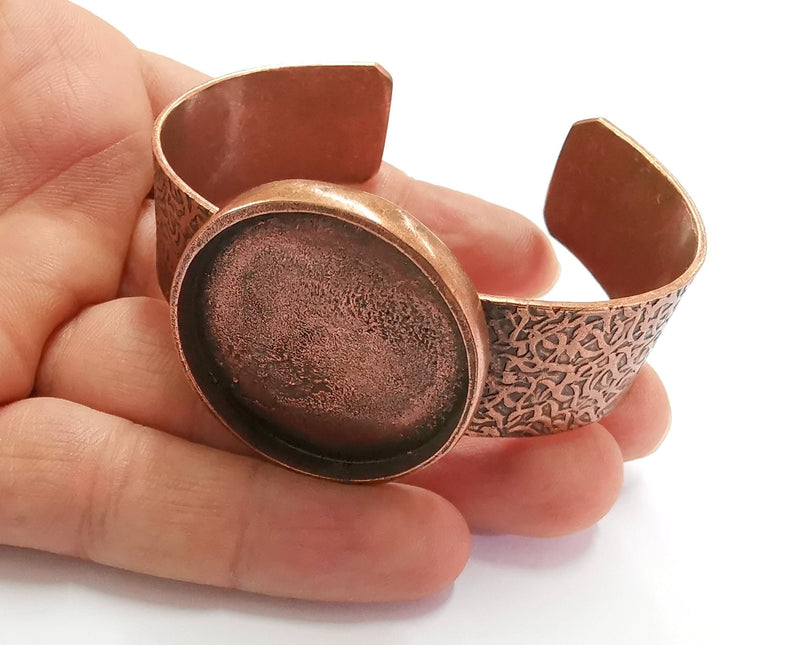 Bracelet Blank Resin Bangle Dry Flower inlay Blank Cuff Bezel Glass Cabochon Base Textured Adjustable Antique Copper (35mm ) G20360