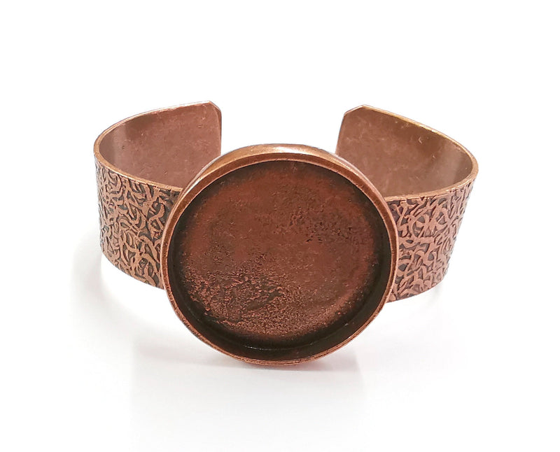 Bracelet Blank Resin Bangle Dry Flower inlay Blank Cuff Bezel Glass Cabochon Base Textured Adjustable Antique Copper (35mm ) G20360