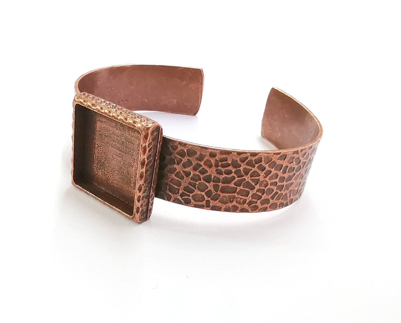 Bracelet Blank Resin Bangle Dry Flower inlay Blank Cuff Bezel Glass Cabochon Base Bracelet Hammered Adjustable Antique Copper (20mm ) G24055