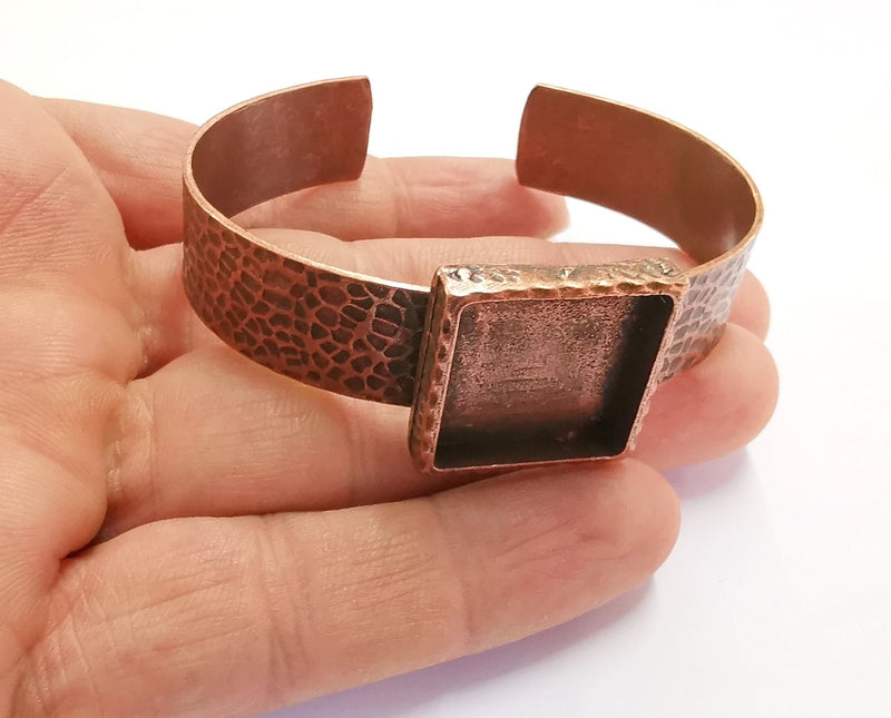 Bracelet Blank Resin Bangle Dry Flower inlay Blank Cuff Bezel Glass Cabochon Base Bracelet Hammered Adjustable Antique Copper (20mm ) G24055