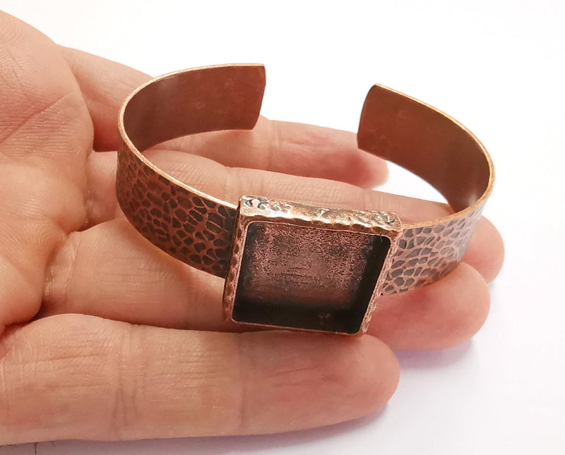 Bracelet Blank Resin Bangle Dry Flower inlay Blank Cuff Bezel Glass Cabochon Base Bracelet Hammered Adjustable Antique Copper (20mm ) G24055
