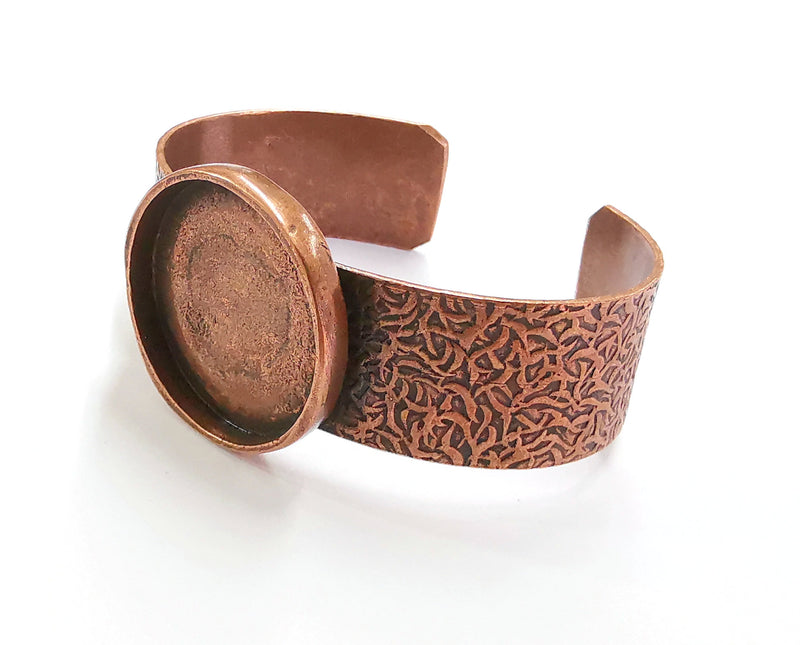 Bracelet Blank Resin Bangle Dry Flower inlay Blank Cuff Bezel Glass Cabochon Base Bracelet Textured Adjustable Antique Copper (30mm ) G20363
