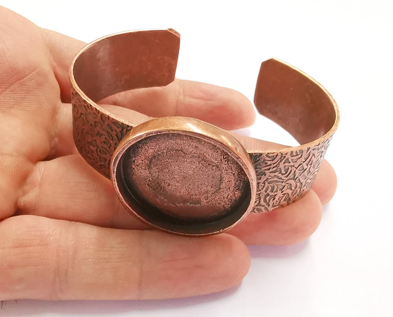 Bracelet Blank Resin Bangle Dry Flower inlay Blank Cuff Bezel Glass Cabochon Base Bracelet Textured Adjustable Antique Copper (30mm ) G20363
