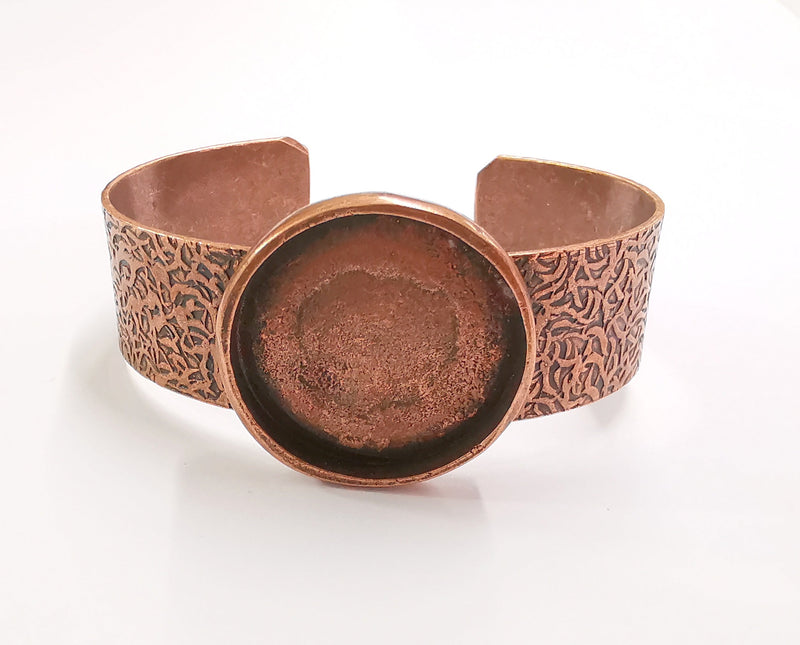 Bracelet Blank Resin Bangle Dry Flower inlay Blank Cuff Bezel Glass Cabochon Base Bracelet Textured Adjustable Antique Copper (30mm ) G20363
