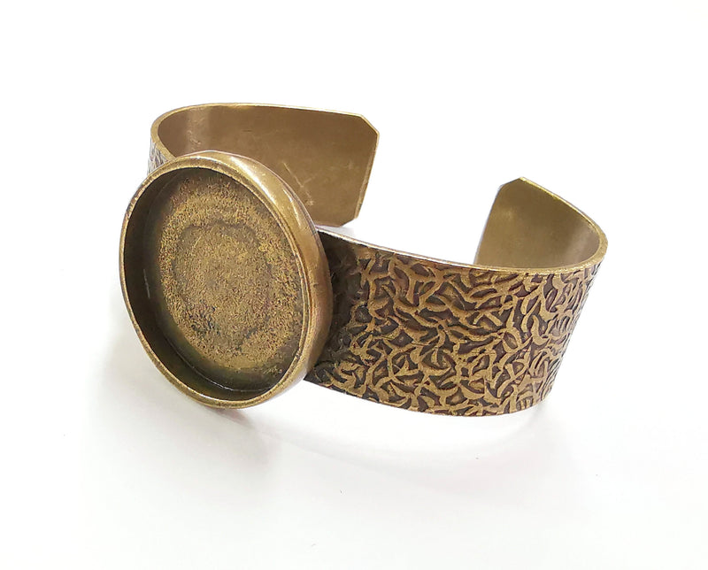 Bracelet Blank Resin Bangle Dry Flower inlay Blank Cuff Bezel Glass Cabochon Base Textured Adjustable Antique Bronze (30mm ) G20367