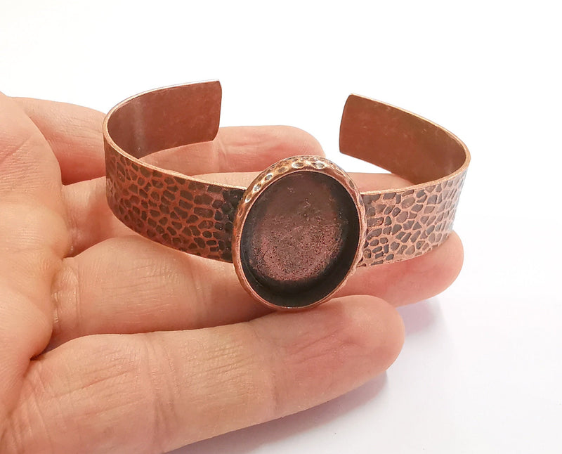 Bracelet Blank Resin Bangle Dry Flower inlay Blank Cuff Bezel Glass Cabochon Base Hammered Adjustable Antique Copper (25x18mm) G20368