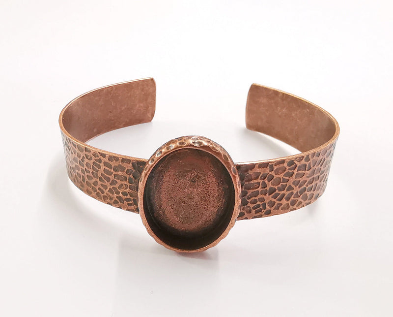 Bracelet Blank Resin Bangle Dry Flower inlay Blank Cuff Bezel Glass Cabochon Base Hammered Adjustable Antique Copper (25x18mm) G20368