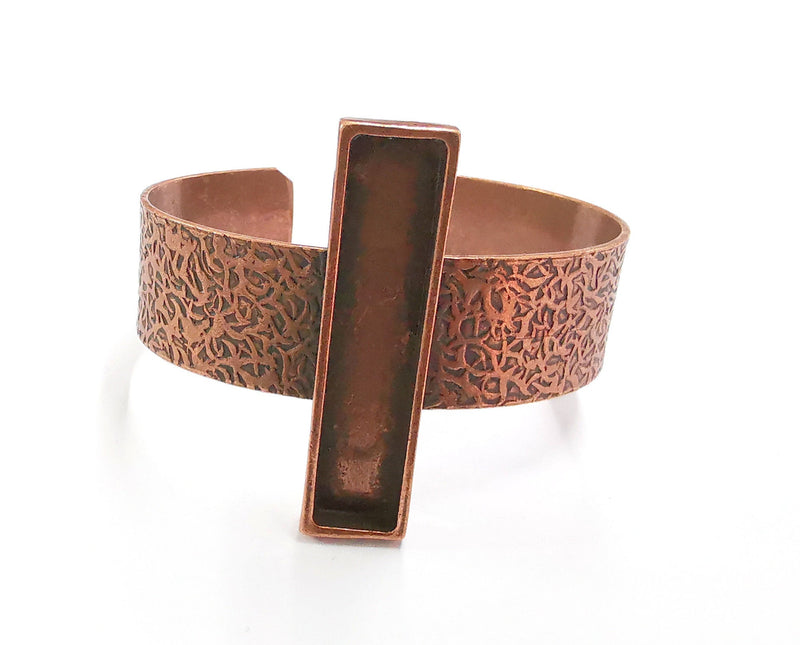 Bracelet Blank Resin Bangle Dry Flower inlay Blank Cuff Bezel Glass Cabochon Base Textured Adjustable Antique Copper (50x10mm) G20369