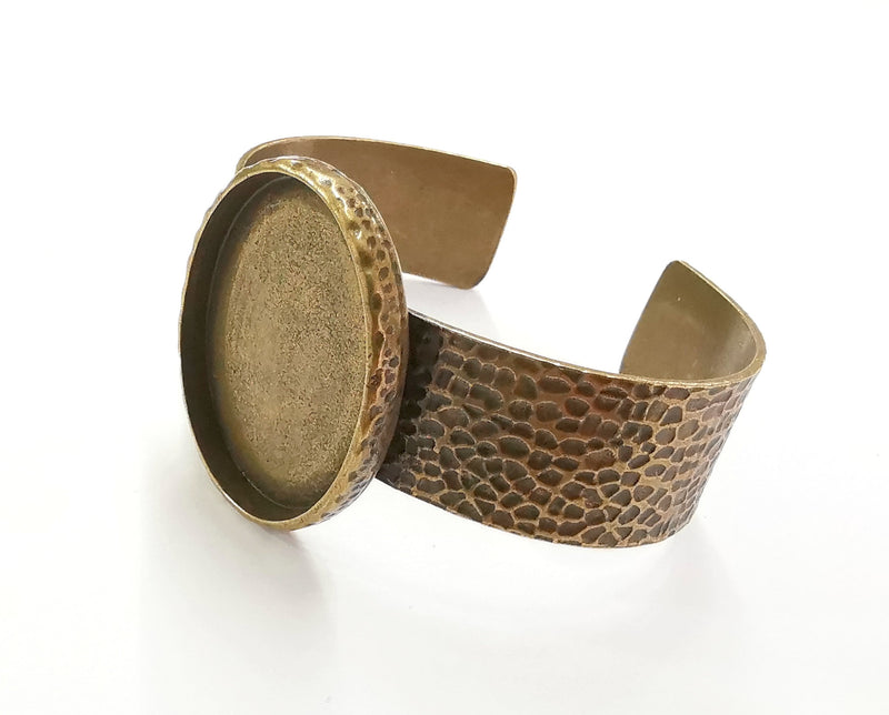 Bracelet Blank Resin Bangle Dry Flower inlay Blank Cuff Bezel Glass Cabochon Base Hammered Adjustable Antique Bronze (40x30mm ) G20370