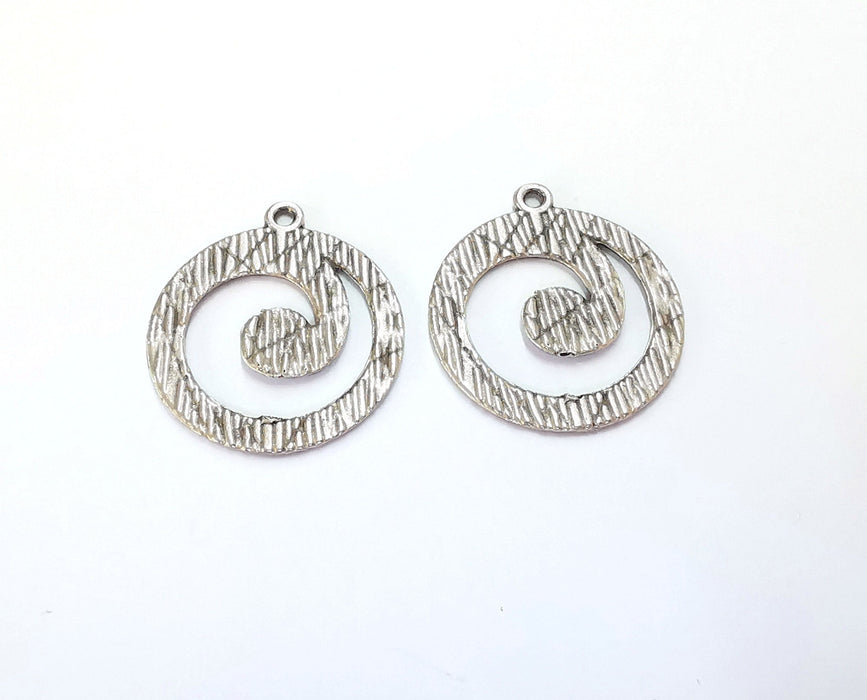 4 Spiral Charms Antique Silver Plated Charms (28x25mm)  G20373