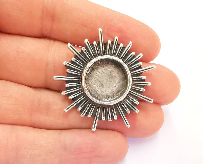 Sun Brooch Holders Pin Brooch Blanks Brooch Bezel Antique Silver Plated Brooch Pin Findings  (16mm Bezel size)  G20391
