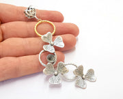 Flowers Pendant Blank Resin Bezel Mosaic Mountings Antique Silver and Gold Plated Brass (104x40mm)( 7mm Bezel Inner Size)  G19880