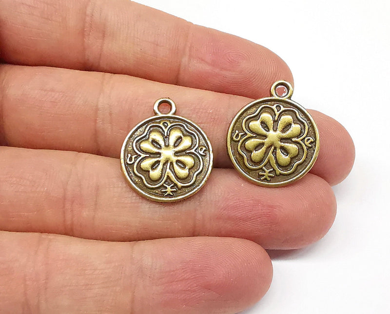 4 Clover Charms Antique Bronze Plated Charms (23x20mm)  G19882