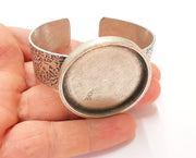 Bracelet Blank Resin Bangle Dry Flower inlay Blank Cuff Bezel Glass Cabochon Base Textured Adjustable Antique Silver (40mm ) G19896