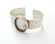 Bracelet Blank Resin Bangle Dry Flower inlay Blank Cuff Bezel Glass Cabochon Base Hammered Adjustable Antique Silver (30x22mm ) G19897