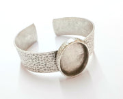 Bracelet Blank Resin Bangle Dry Flower inlay Blank Cuff Bezel Glass Cabochon Base Hammered Adjustable Antique Silver (30x22mm ) G19897