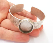Bracelet Blank Resin Bangle Dry Flower inlay Blank Cuff Bezel Glass Cabochon Base Hammered Adjustable Antique Silver (30x22mm ) G19897