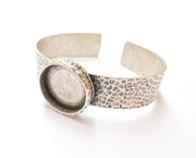 Bracelet Blank Resin Bangle Dry Flower inlay Blank Cuff Bezel Glass Cabochon Base Hammered Adjustable Antique Silver (25mm ) G19898