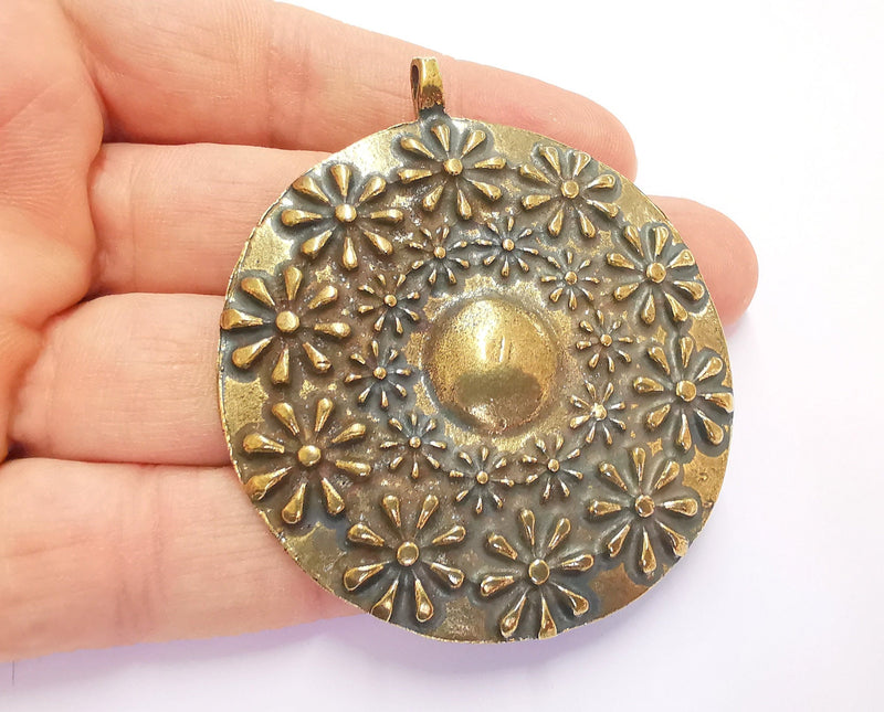 Flowers Pendant Antique Bronze Plated Pendant (69x59mm )  G20416