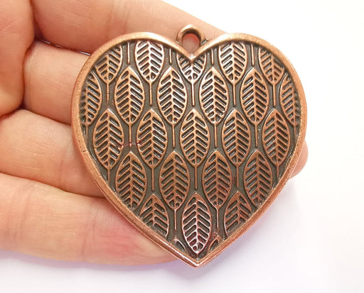 Heart Leaves Pendant Antique Copper Plated Pendant ( 64x62mm )  G20421