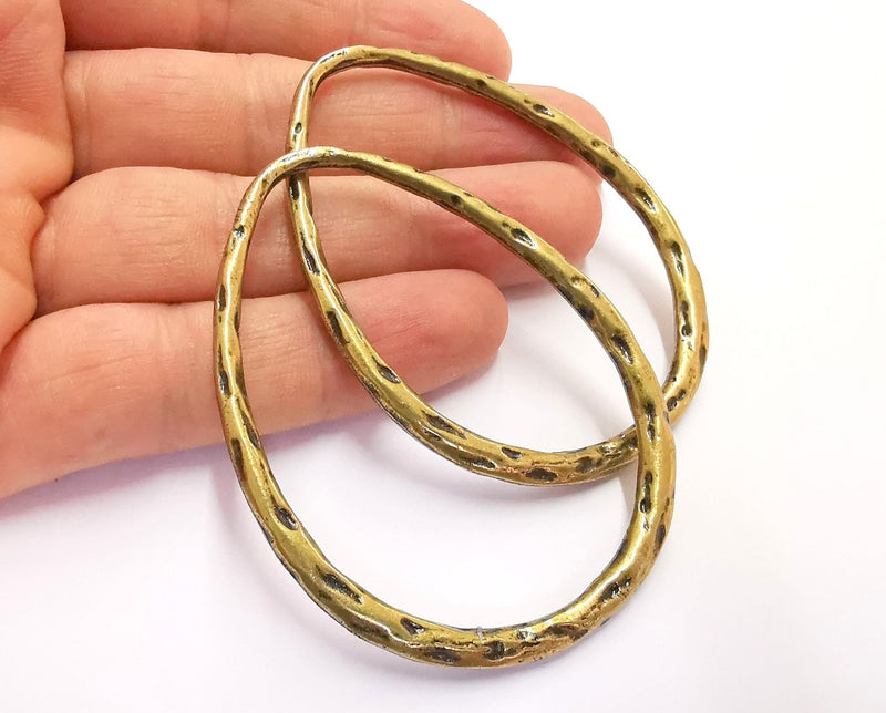 Hammered Drop Findings Charms Antique Bronze Plated Findings (68x54mm)  G20424