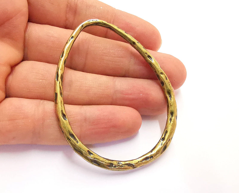 Hammered Drop Findings Charms Antique Bronze Plated Findings (68x54mm)  G20424