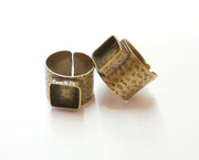 Hammered Ring Blank Setting Cabochon Base inlay Ring Backs Mounting Adjustable Ring Bezel (10x10mm blank) Antique Bronze Plated G19906