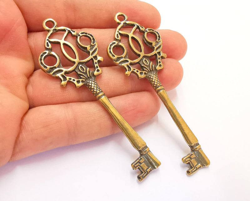 Key Pendant Antique Bronze Plated Pendant (86x30mm )  G20430