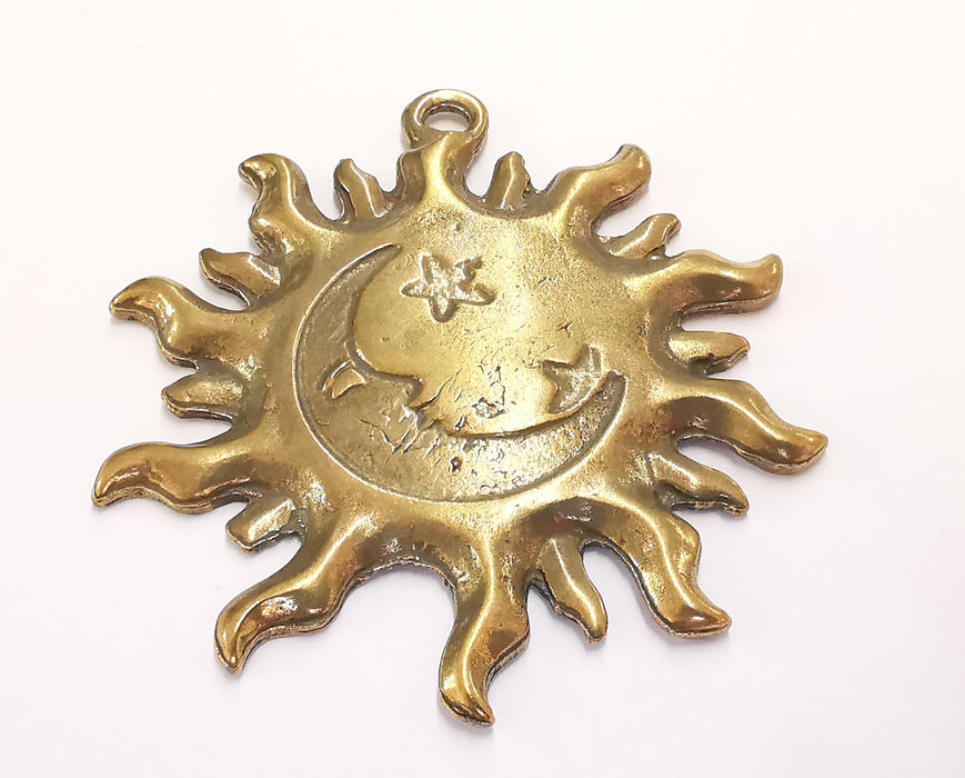 Sun Moon Star Pendant Antique Bronze Plated Pendant (78x73mm )  G20434