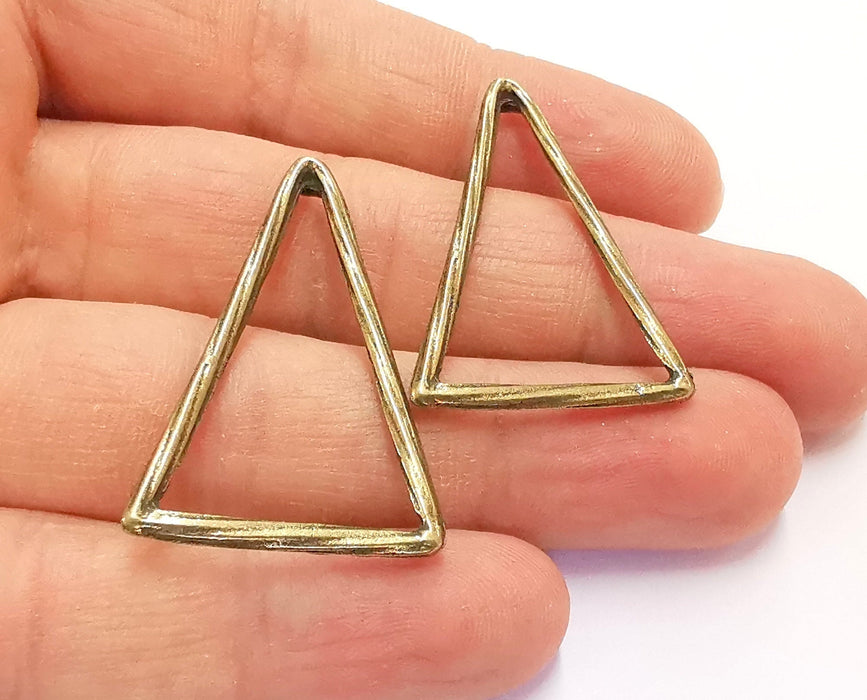 4 Triangle Findings Charms Antique Bronze Plated Findings (37x26mm)  G24397