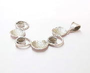 Hammered Pendant Blank Resin Bezel Mosaic Mountings Antique Silver Plated Brass (80x45mm)( 7mm Bezel Inner Size)  G19914