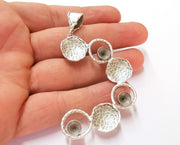 Hammered Pendant Blank Resin Bezel Mosaic Mountings Antique Silver Plated Brass (80x45mm)( 7mm Bezel Inner Size)  G19914