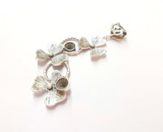 Flowers Pendant Blank Resin Bezel Mosaic Mountings Antique Silver Plated Brass (82x30mm)(7mm Bezel Inner Size)  G19915