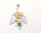 Maple Leaf Pendant Blank Resin Bezel Mosaic Mountings Antique Silver and Gold Plated Brass (95x46mm)(7mm Bezel Size)  G19916