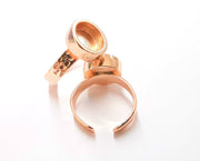 Rose Gold Ring Blank Base Bezel Settings Rose Gold Cabochon Base Mountings Adjustable Resin Ring (10mm Blank)  G19920