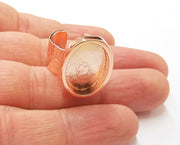 Rose Gold Ring Blank Base Bezel Settings Rose Gold Cabochon Base Mountings Adjustable Resin Ring (18x13 mm Blank)  G19921