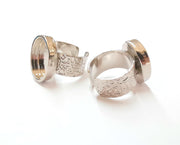 Shiny Silver Ring Blank Base Bezel Settings Shiny Silver Plated Cabochon Base Mountings Adjustable Resin Ring (18x13mm Blank)  G19925