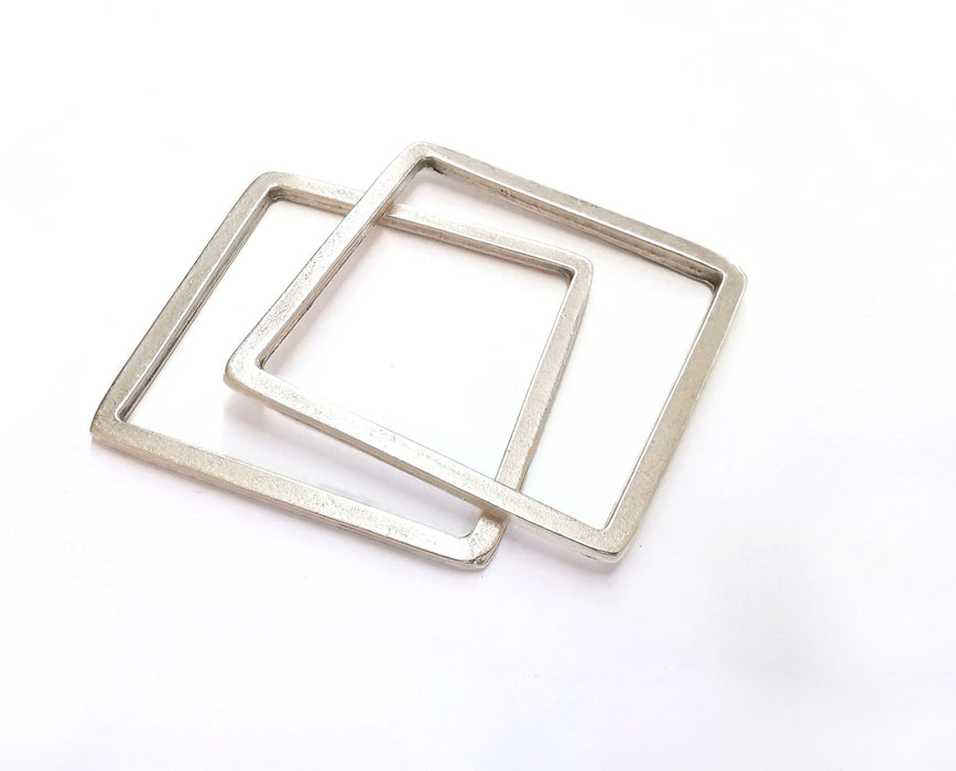 2 Square Findings Antique Silver Plated Findings (55mm)  G20457