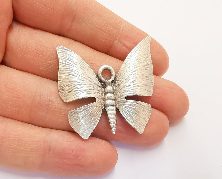 Butterfly Pendant Antique Silver Plated Pendant (38x39mm)  G20459