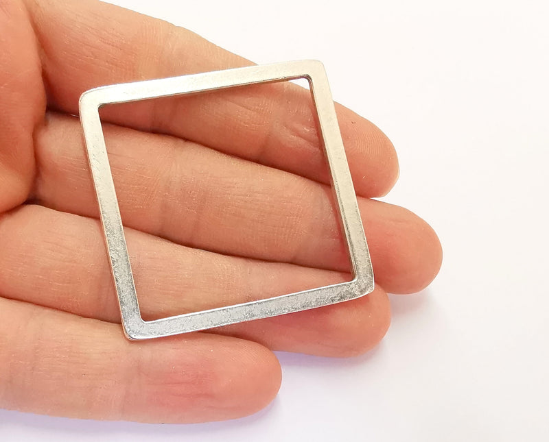 2 Square Findings Antique Silver Plated Findings (45mm)  G20461