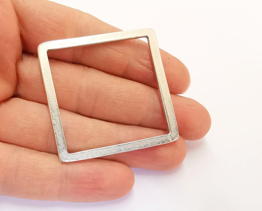 2 Square Findings Antique Silver Plated Findings (45mm)  G20461