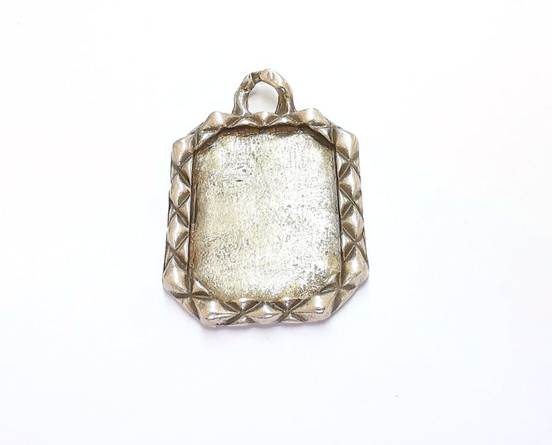 Pendant Blank Bezel Resin Bezel Mosaic Mountings Antique Silver Plated Pendant (46x31mm)( 31x23 mm Bezel Inner Size)  G20465