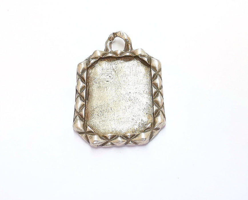 Pendant Blank Bezel Resin Bezel Mosaic Mountings Antique Silver Plated Pendant (46x31mm)( 31x23 mm Bezel Inner Size)  G20465