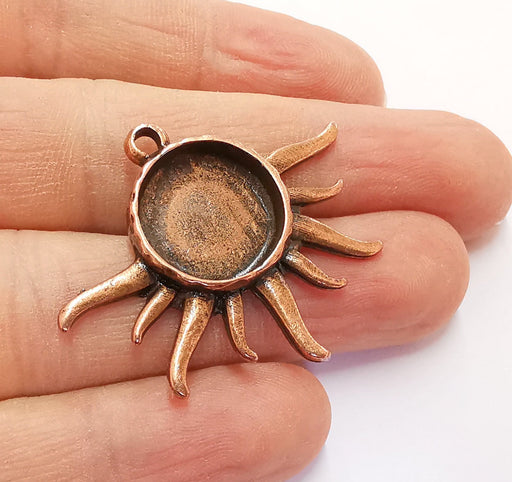 Sun Charms Blank Bezel Resin Bezel Mosaic Mountings Antique Copper Plated Charms (39x35mm)( 16 mm Bezel Inner Size)  G28456