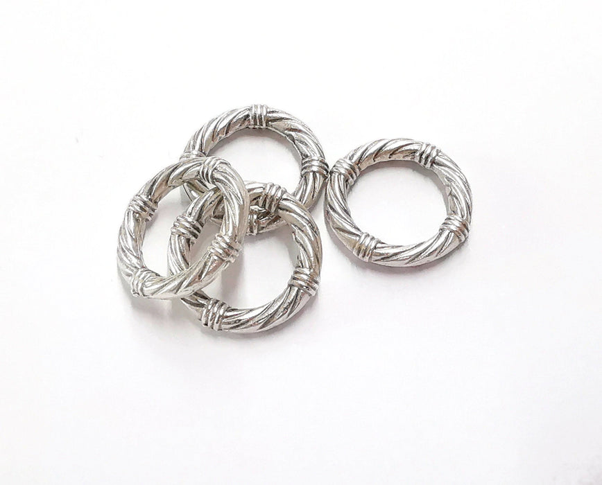 5 Rope Circle Findings Antique Silver Plated Circle (19 mm)  G22301